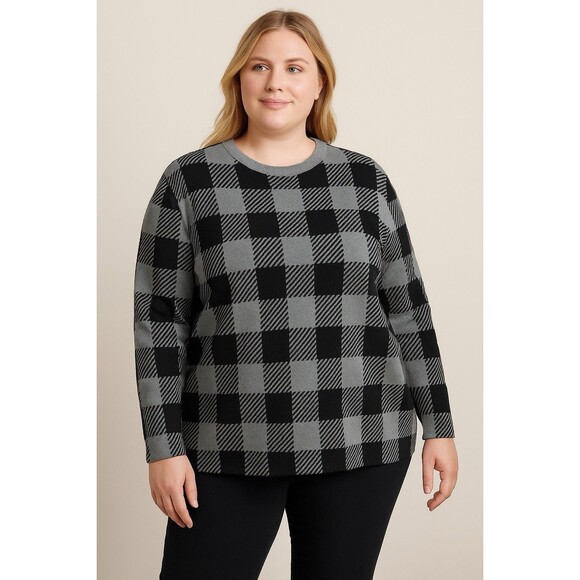 J. Jill Tops - J.Jill Fit Buffalo Plaid Top 2X Women Cozy Oversized Long Sleeve Pullover New